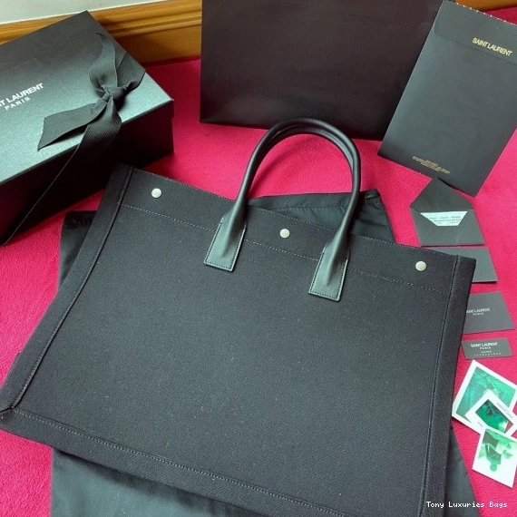 Tony Luxuries BAG LEATHER LINEN AND IN TOTE PRINTED RIVE GAUCHE YSL 0710